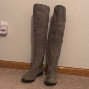 Grey Suede OTK Boots